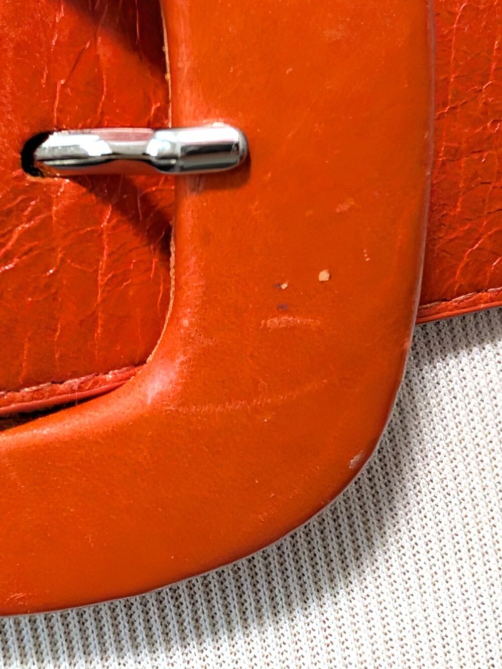 Leatherock Womens Sz 30 Bright Orange Genuine Leather 1.5" Wide Minimalist Belt - Picture 5 of 8